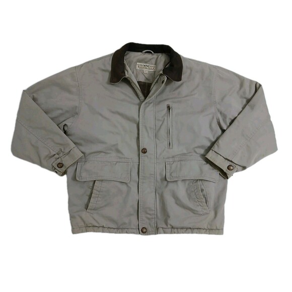 Chore Barn Hunting Field Barn Coat Jacket Bomber Large Plaid Flannel Lined Khaki - Picture 1 of 11